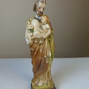 Vintage Joseph Holding Infant Jesus 8.5” Chalkware Religious Catholic DISTRESSED